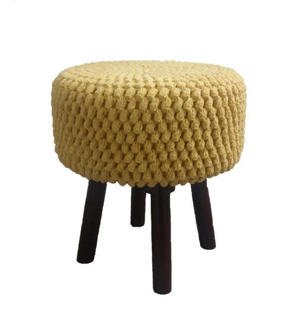 Loja Casa Canto - Puffs - Puff Croche amarelo com Pé Madeira Lé Crochet