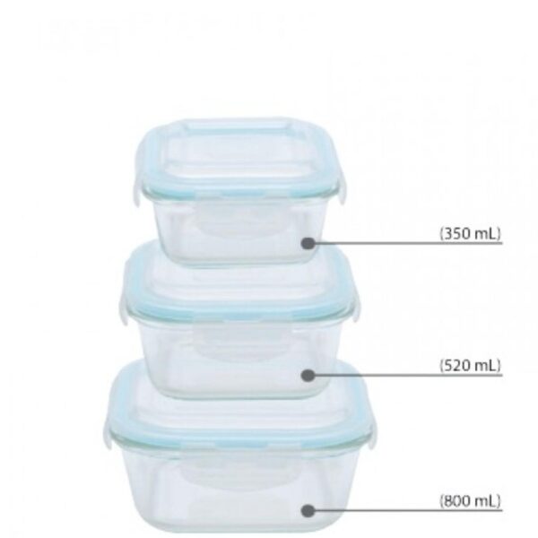 Loja Casa Canto - Potes e Baleiros - Potes Vidro Herméticos 3pç 350, 520, 800ml Meridional