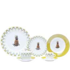 Loja Casa Canto - Aparelho de Jantar 06 pessoas - Aparelho de Jantar, Chá e Café 42pç Pineapple Porcelana Lyor