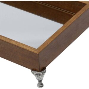 Loja Casa Canto - Bandeja de Madeira e Espelho - Bandeja Madeira Natural com Pé 29x17x6, 5cm Woodart