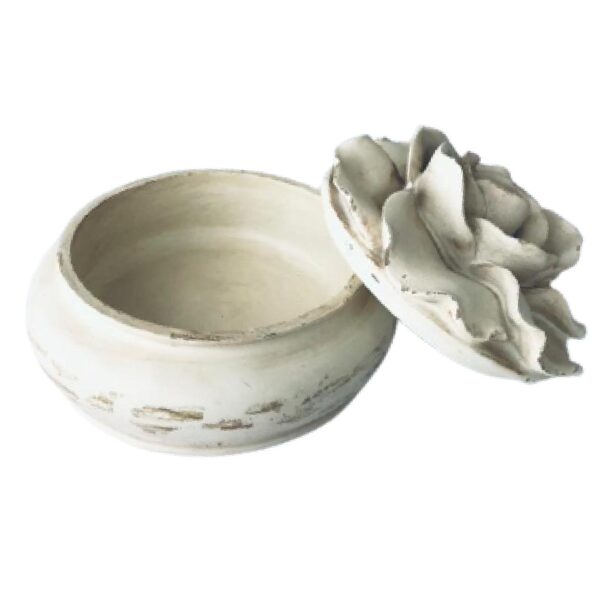 Loja Casa Canto - Porta Joias - Porta Joia Flor Branco White Resina 14x10cm BTC