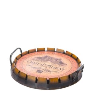 Loja Casa Canto - Bandeja de Metal e Cristais - Bandeja Ferro com Cortiça D.38cm Lyor