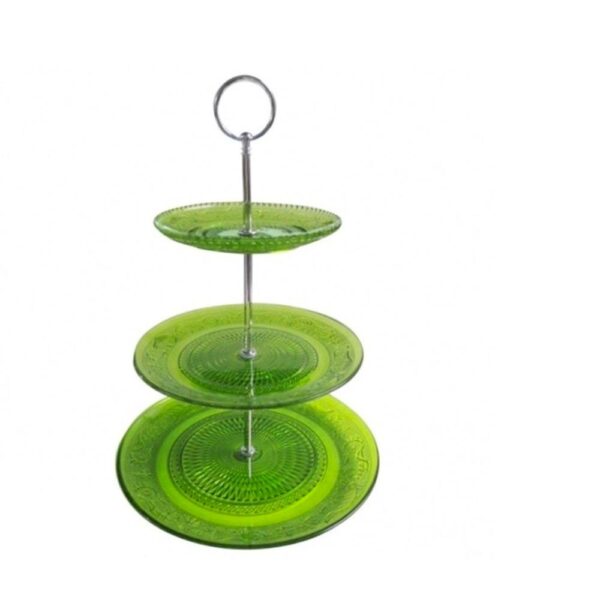 Loja Casa Canto - Prato para Bolo - Prato para Doces 3 andares Vidro Verde Urban
