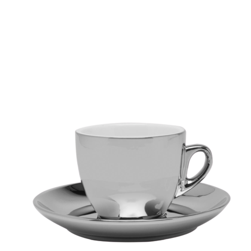 Loja Casa Canto - Xícaras de Chá e Café - Jogo Xícaras Porcelana Cha Café Prata Versa 12un Wolff