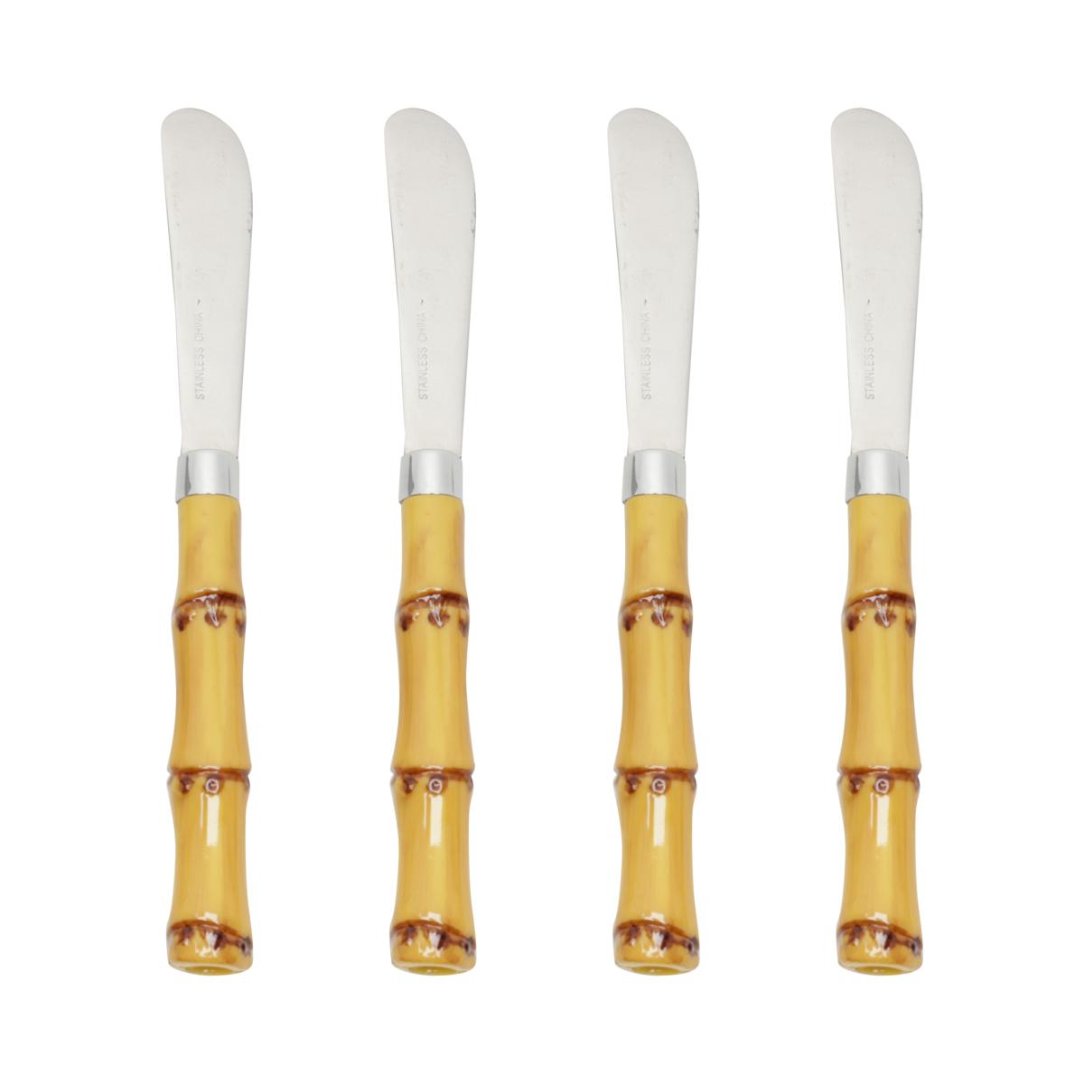Loja Casa Canto - Talheres Avulsoss - Jogo Espátulas aço Inox com Cabo Plástico Bambu Cor Natural 4un Lyor
