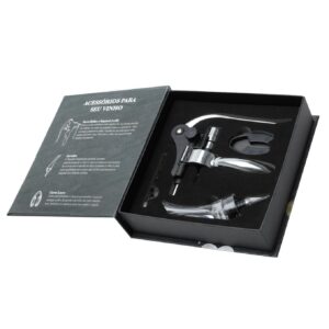 Loja Casa Canto - Acessórios para Vinho - acessórios para Vinho 4pç aço Inox com Saca Rolhas Bon Gourmet