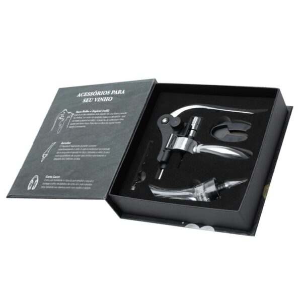Loja Casa Canto - Acessórios para Vinho - acessórios para Vinho 4pç aço Inox com Saca Rolhas Bon Gourmet