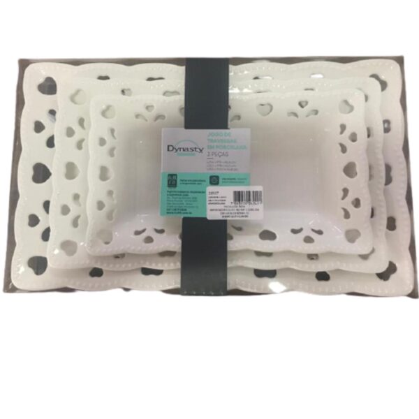 Loja Casa Canto - Travessas - Jogo Travessas Porcelana 3un Dynasty