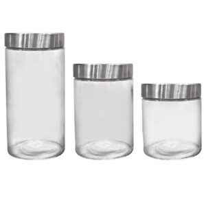 Loja Casa Canto - Potes e Baleiros - Jogo Porta Mantimentos Redondos Transparente Tampa 3un Dynasty