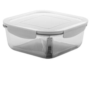 Pote de Vidro com Tampa Hermetica Divisoria 1,36lt. 19x19x8cm Yoi