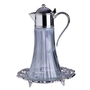 Loja Casa Canto - Bandeja de Metal e Cristais - Bandeja Redonda em SilverPlate com Pé diametro 25cm Dm Brasil