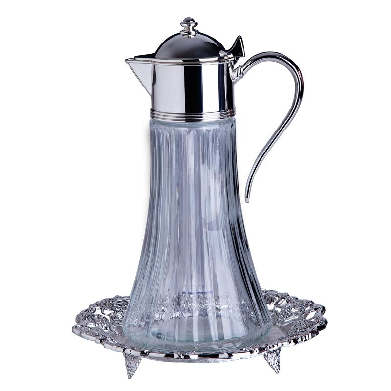 Loja Casa Canto - Bandeja de Metal e Cristais - Bandeja Redonda em SilverPlate com Pé diametro 25cm Dm Brasil