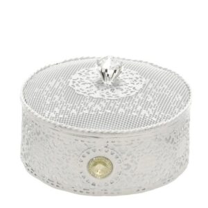 Loja Casa Canto - Porta Joias - Caixa Redonda Decorativa Metal Branco Detalhes Vasados – Mabruk