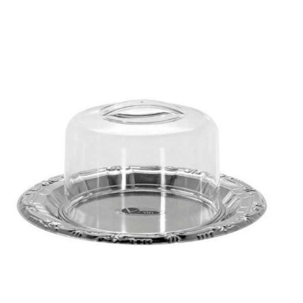 Queijeira Aço Inox com Tampa Acrilico diâmetro 19cm Viel