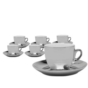 Loja Casa Canto - Xícaras para Café - Jogo Xícaras para Café Versa Porcelana Prata 90ml 6un Wolff