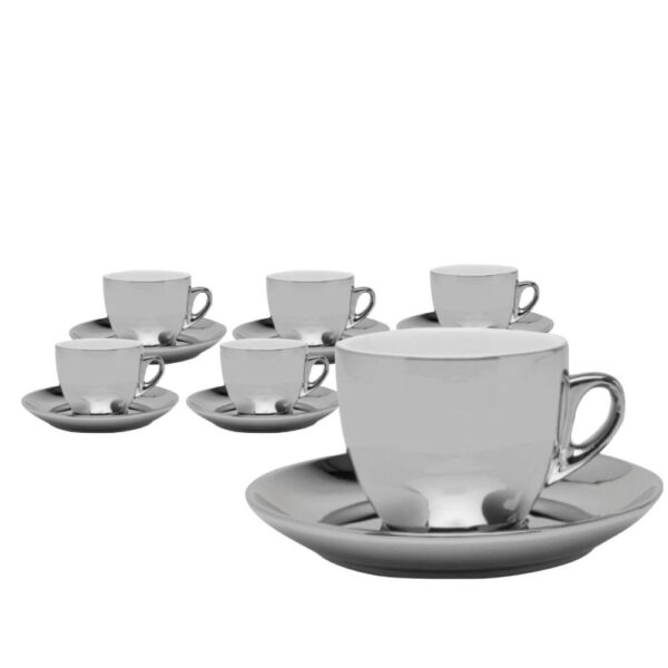 Loja Casa Canto - Xícaras para Café - Jogo Xícaras para Café Versa Porcelana Prata 90ml 6un Wolff