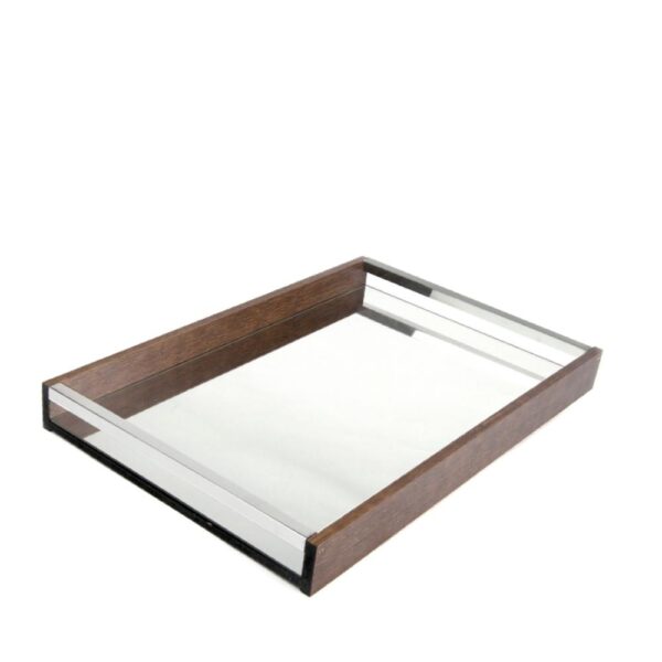 Loja Casa Canto - Bandeja de Madeira e Espelho - Bandeja Madeira com Espelho abertura em alça 45x30x4, 5cm Woodart