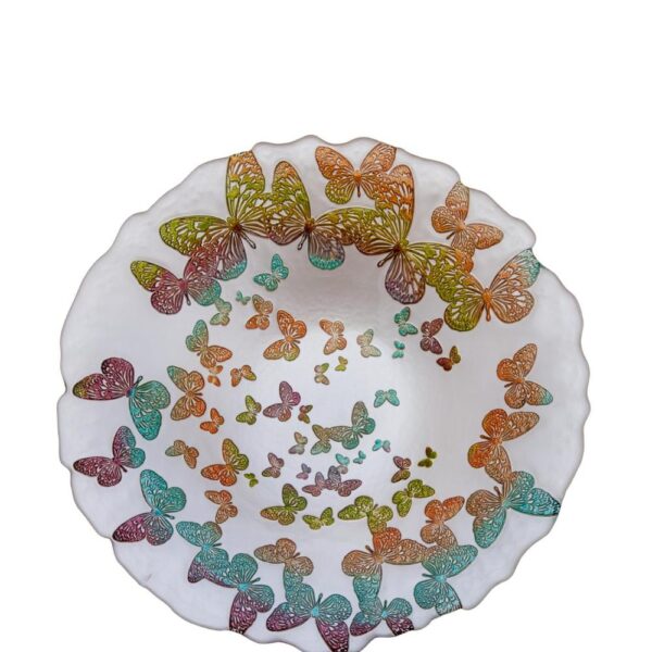 Loja Casa Canto - Centro de Mesa - Centro de Mesa Butterfly Branco com Multicor 40cm Vylux