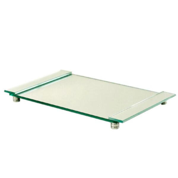 Loja Casa Canto - Bandeja de Metal e Cristais - Bandeja para Lavabo com alça no Espelho Cristal Pés aluminio 27x16cm Gabi