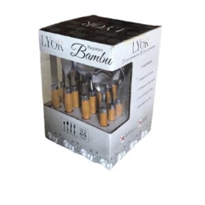 Loja Casa Canto - Faqueiro 24 peças - Faqueiro 24pç aço Inox com Cabo Plástico Bambu