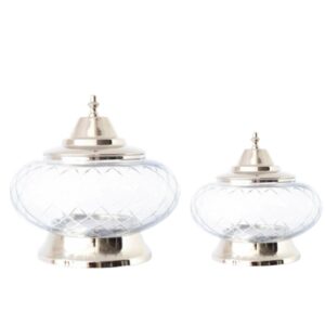 Loja Casa Canto - Bomboniere e Baleiros - Bombonier Vidro Bizote Inox 2pç Lyor