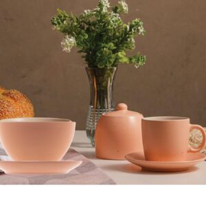 Loja Casa Canto - Jogo para Lanche - Jogo para Lanche com Xícaras para Chá Salmon BonGourmet