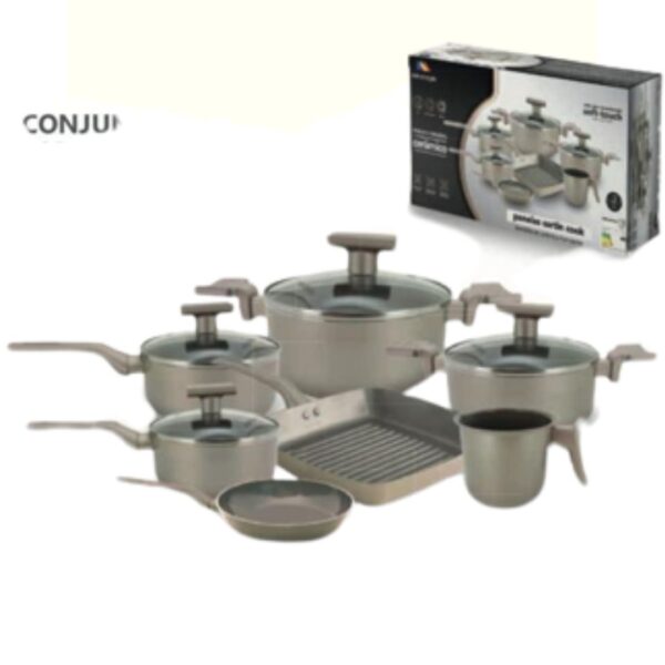 Jogo Panelas Revestimento Cerâmico Sartin Champanhe 7pç Mimo Style