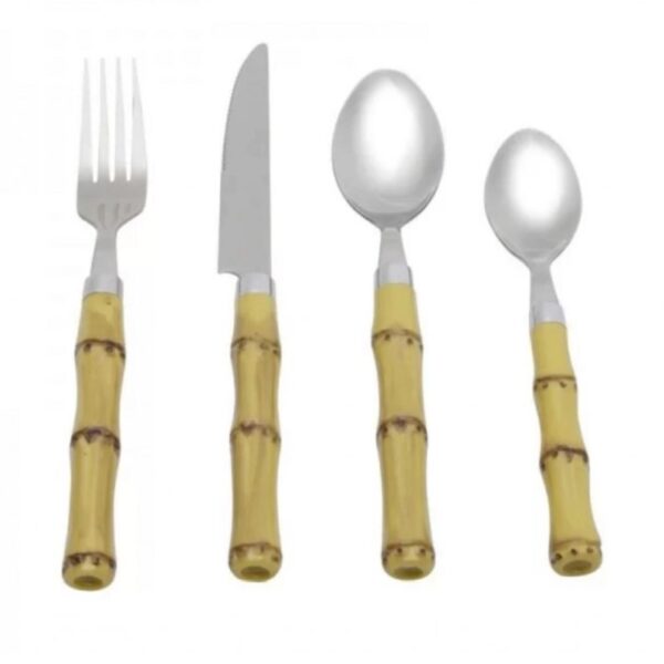 Loja Casa Canto - Faqueiro 24 peças - Faqueiro Bambu aço Inox 24pç Premium