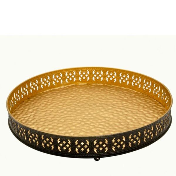 Loja Casa Canto - Bandeja de Madeira e Espelho - Bandeja Metal diâmetro 37cm Decor Concepts Premiere