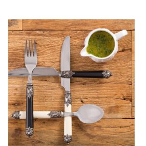 Loja Casa Canto - Faqueiro 24 peças - Faqueiro Madras Marfin Preto aço Inox 24pç Wolff