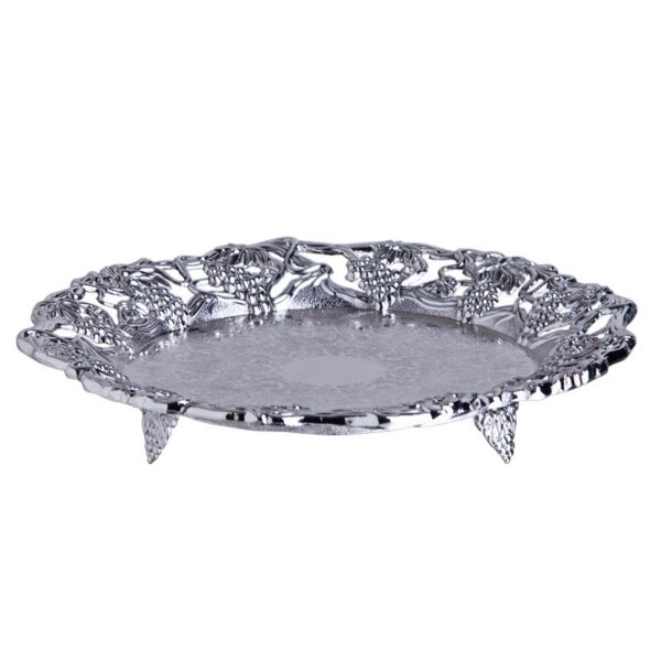 Loja Casa Canto - Bandeja de Metal e Cristais - Bandeja Redonda em SilverPlate com Pé diametro 25cm Dm Brasil