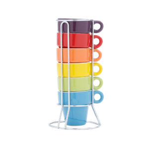 Jogo Xícaras para Café Colorida com Suporte 6un BonGourmet