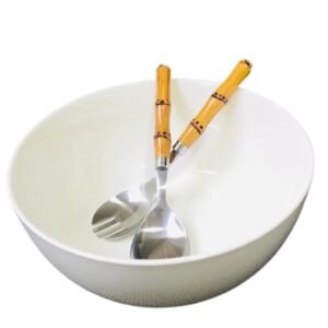 Saladeira Porcelana Branca com Talheres 23,5x10cm com 2litros Hauscraft