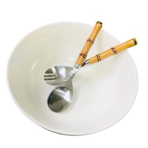 Saladeira Porcelana Branca com Talheres 23,5x10cm com 2litros Hauscraft