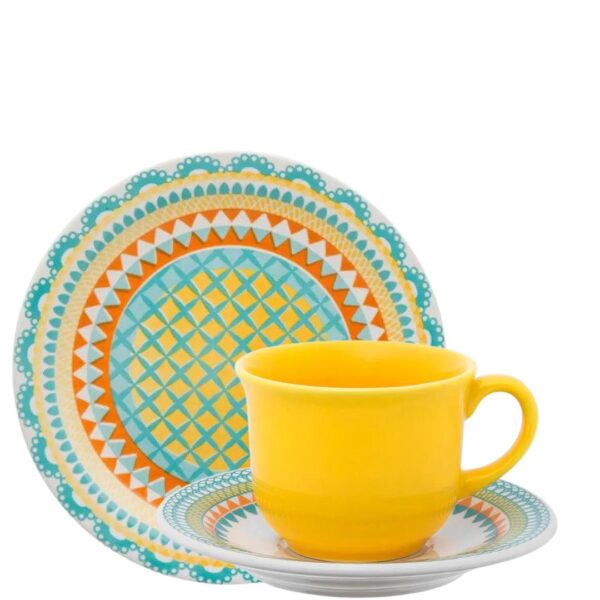 Jogo para Lanche Floral Bilro 18pç Porcelana Oxford