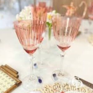 Taça Cristal Lapidada Agua Vinho Rosa 250ml Bohemia