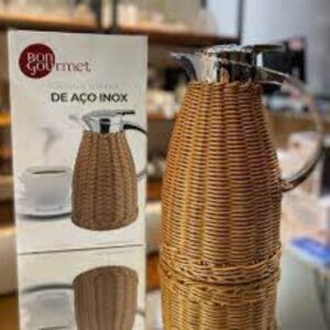 Garrafa Térmica Aço Inox Revestida com Rattan Fibra Marron 1,5L Bon Gourmet