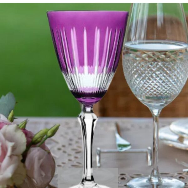 Taça Cristal Lapidada Agua Vinho Violeta 250ml Bohemia