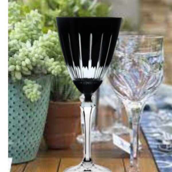 Taça Cristal Lapidada Agua Vinho Preta 250ml Bohemia