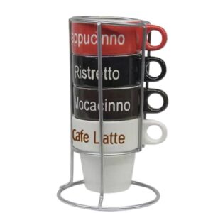 Xícaras para Chá e Café Porcelana Colorida Names com Suporte Bon Gourmet