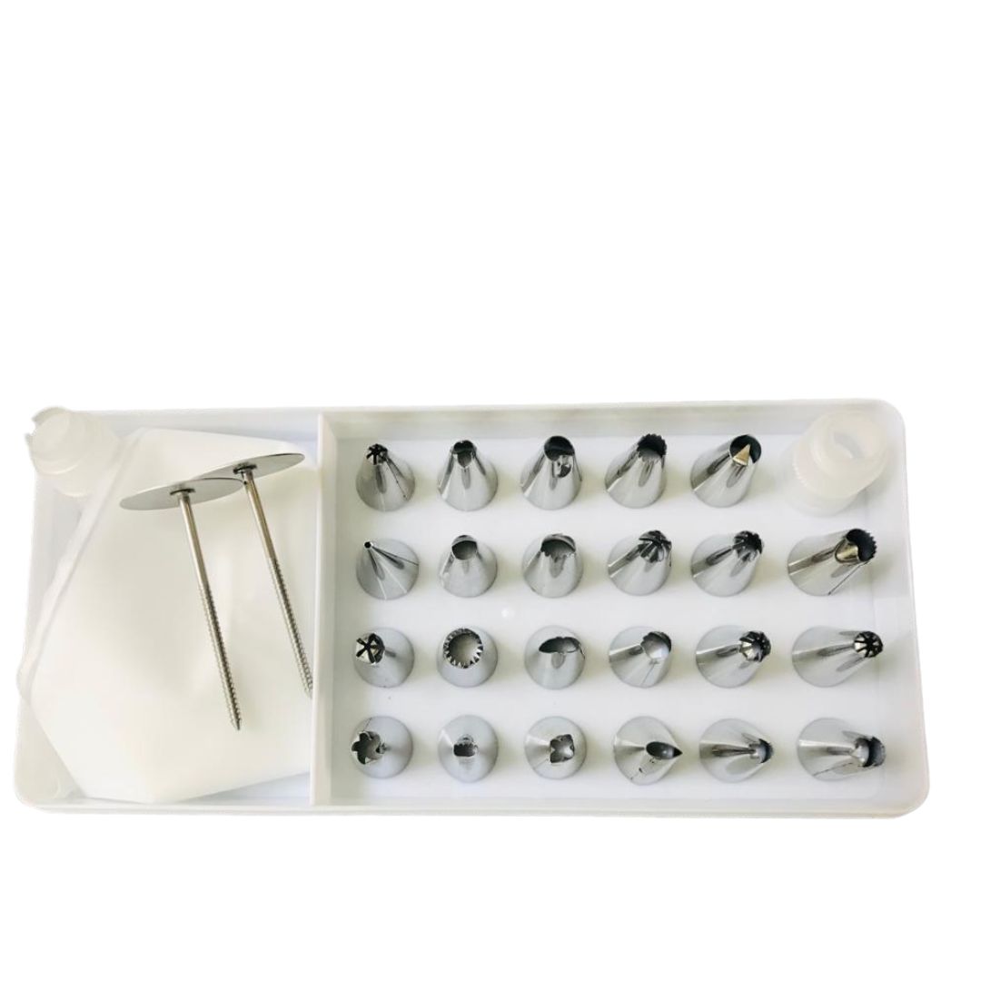 Decoração para Bolo 23 Bicos de Inox e 2 Sacos Decorador