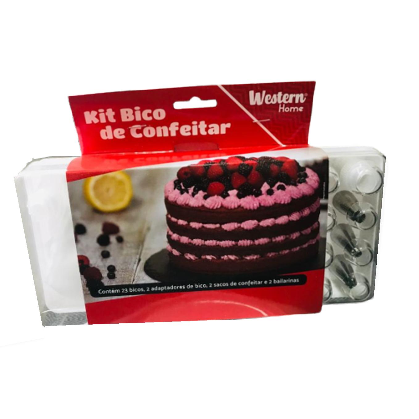 Decoração para Bolo 23 Bicos de Inox e 2 Sacos Decorador