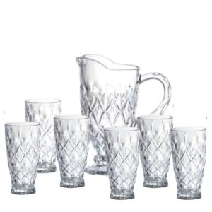 Jogo de Jarra 1l + 6 Copos 304ml Flow 7pç Studio Crystal