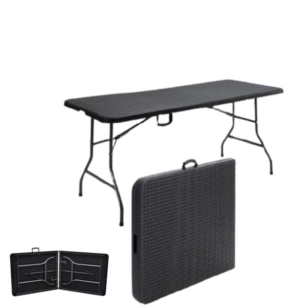 Mesa Portátil Dobrável 1.80x76,2mts Polietileno Preta Maxchief