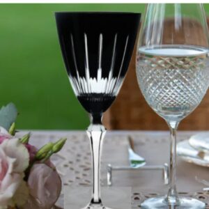 Taça Cristal Lapidada Agua Vinho Preta 250ml Bohemia