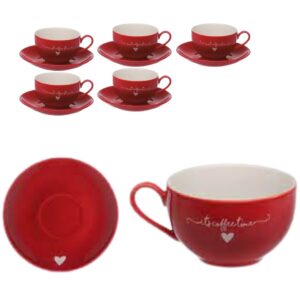 Jogo de Xícaras para Chá 160ml Lamour Vermelha Porcelana Hauskraft