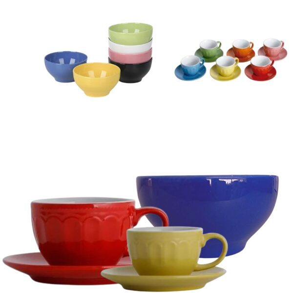 Jogo para Lanche Colors Xícaras e Bowls 18un Class