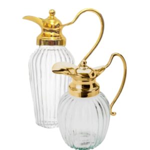 Jarra de Vidro com Tampa Zamac Dourada Alepo e Jida 2un Lyor