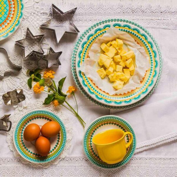 Jogo para Lanche Floral Bilro 18pç Porcelana Oxford