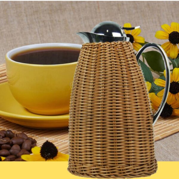 Garrafa Térmica Aço Inox Revestida com Rattan Fibra Marron 1,5L Bon Gourmet